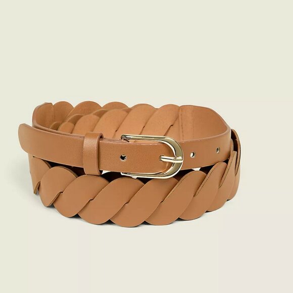 Lane Bryant Braided Faux-Leather Belt, Cognac. Size 22-24 - Picture 1 of 5